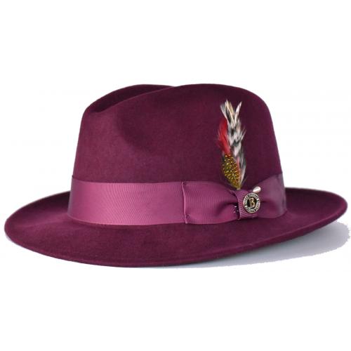Bruno Capelo Burgundy Australian Wool Fedora Hat EX-324